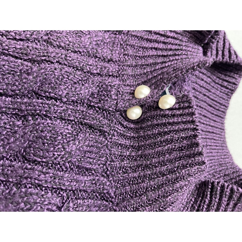 Karen Scott Womens Sweater 2X Plum Cable Knit Purple Jewel Tone Plus Timeless - Picture 4 of 10